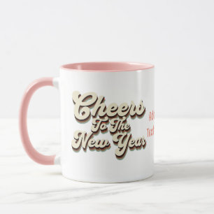 Glück Neues Jahr 2024 Silvester Vintag Retro Tasse