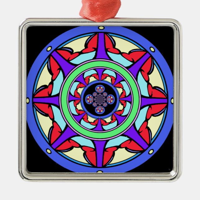 Glück-Rad Silbernes Ornament (Vorne)