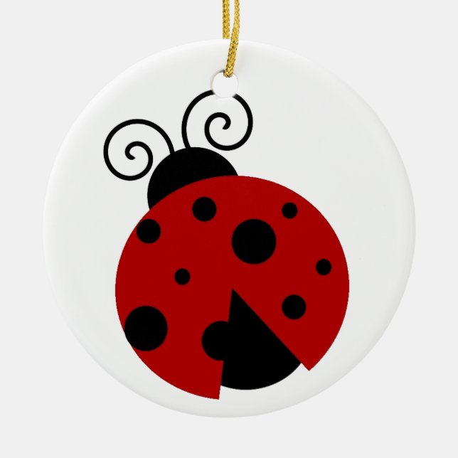 Glück sei ein Niedlicher Cartoon von Ladybug Keramik Ornament (Vorne)