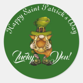 Glück Sie Leprechaun Happy St. Patricks Day Niedli Runder Aufkleber