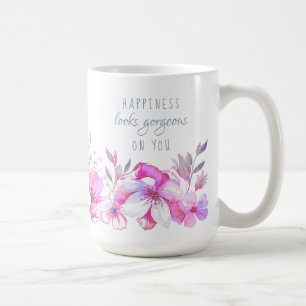 Glück sieht an dir wunderbar aus Wasserfarbe-Flora Kaffeetasse