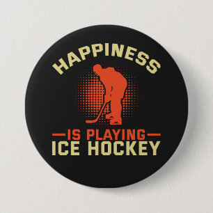 Glück spielt Eishockey Button