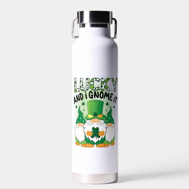 Glück und ich werde es St Patrick's Day T Shirt Trinkflasche (Vorne)