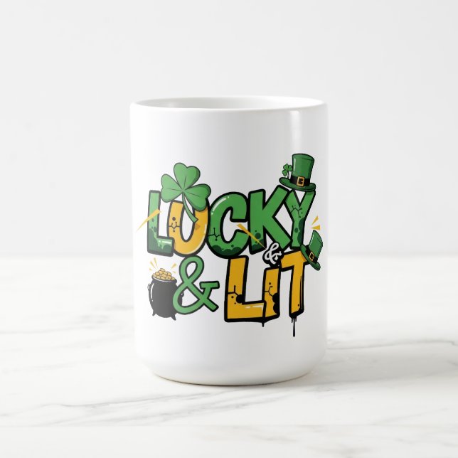 Glück und Lit St. Patrick's Day Kaffeetasse (Mittel)