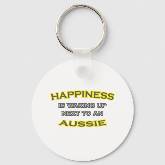 Glück Wecke neben einem Aussie Schlüsselanhänger (Vorderseite)