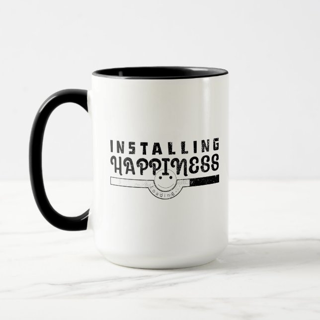 Glück wird installiert lustiges glückliches Leben Tasse (Links)