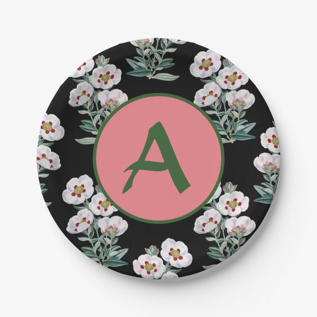 GLÜCK-ZUHAUSE-MONOGRAM-Papierplatte Pappteller (Vorderseite)