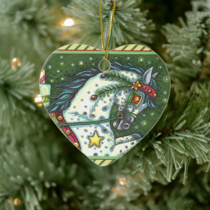 GLÜCKGRAUEN IN EINER EINZIGEN PFERDE OFFENE SCHLAC KERAMIK ORNAMENT