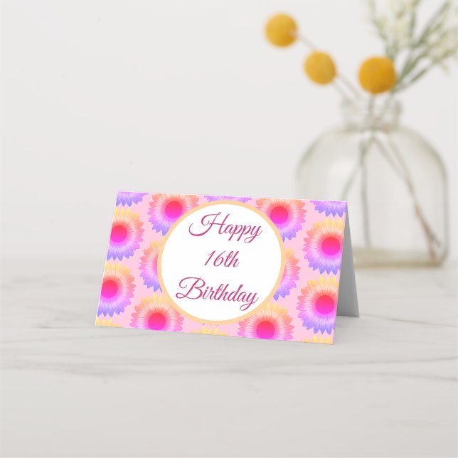 Glücklich 16. Geburtstag Folded Platzkarte (Vorderseite)