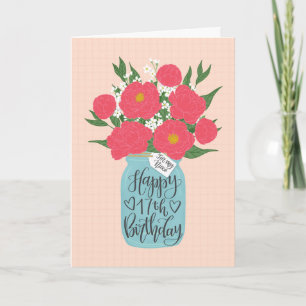 Glücklich 17. Geburtstag Niece w/ Mason Jar der Bl Karte