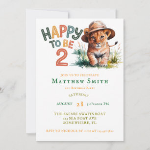 GLÜCKLICH, 2 SAFARI JUNGLE BIRTHDAY PARTY ZU SEIN EINLADUNG