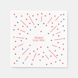 Glücklich 4. Juli Feuerwerke und Sterne Serviette
