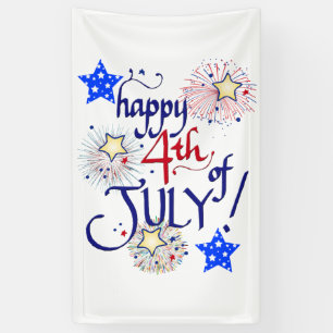 Glücklich 4. Juli! mit Feuerwerk und Sternen Banne Banner