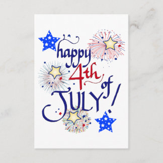 Glücklich 4. Juli! mit Feuerwerk und Sternen Begleitkarte