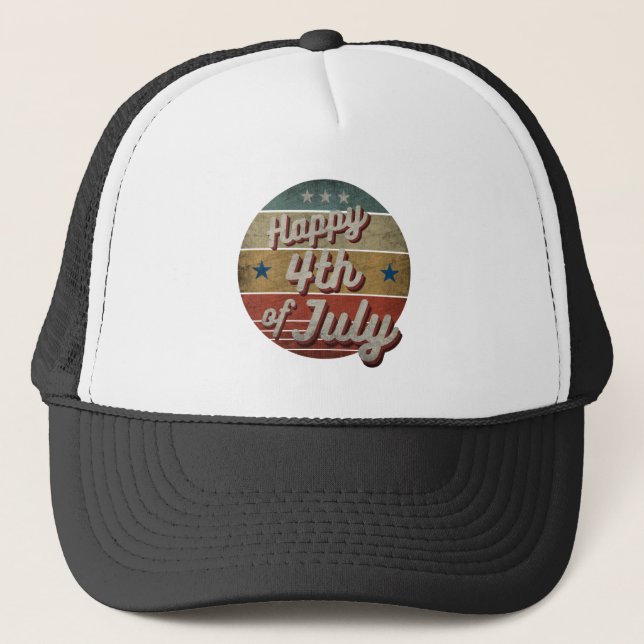 GLÜCKLICH 4. JULI TRUCKER HAT TRUCKERKAPPE (Vorderseite)