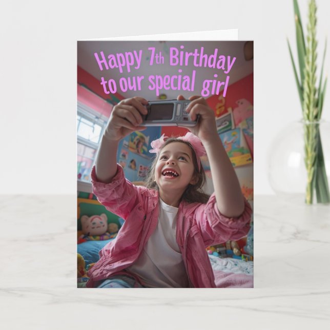 glücklich 7. Geburtstag Karte (Vorderseite)