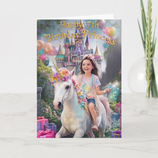 glücklich 7. Geburtstag Karte (Vorderseite)