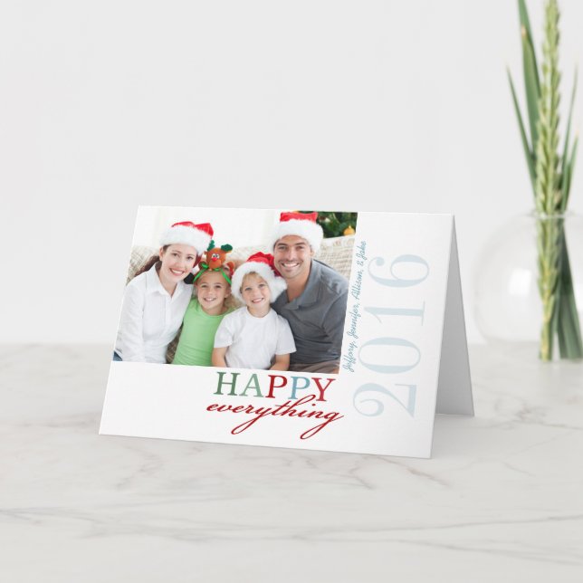 GLÜCKLICH alles Foto geflochtenen Urlaub Feiertagskarte (Vorderseite)