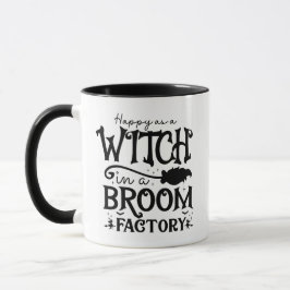 Glücklich als Hexe in einem Broom Factory Hallowee Tasse