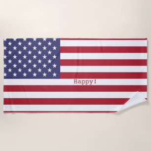 Glücklich! American USA Flag 4. Juli Personalize Strandtuch