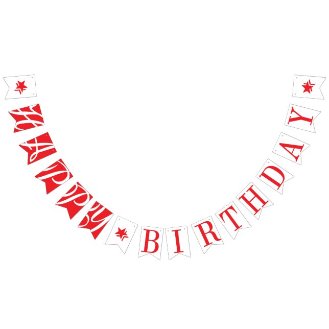 GLÜCKLICH BIRTHDAY Chic Red and White Wimpelkette (Alle)