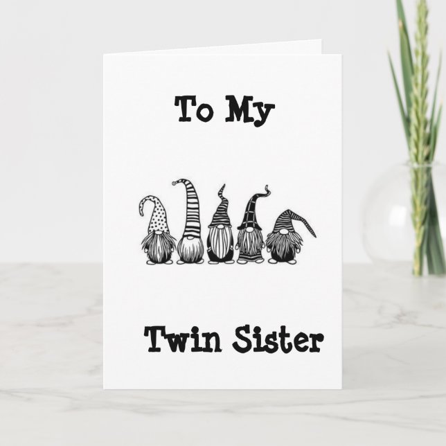 GLÜCKLICH BIRTHDAY GNOME STYLE ZU MEINEM "TWIN" KARTE (Vorderseite)