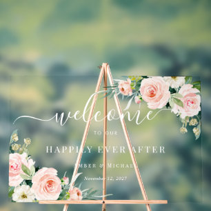 Glücklich bis ans Ende Blumen Hochzeit Acrylschild