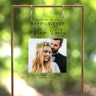 Glücklich bis ans Ende der Zeit Foto Hochzeitsempf Acrylschild