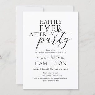 Glücklich bis ans Ende der Zeit Hochzeitsessen und Einladung