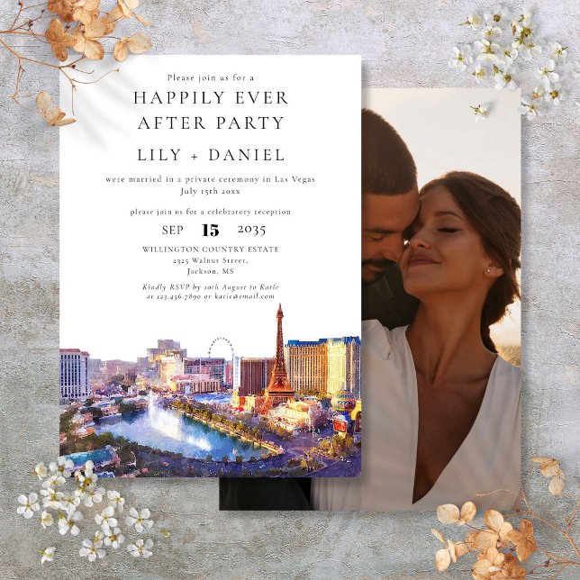 Glücklich bis ans Ende Lebens Foto Las Vegas Hochz Einladung (Happily Ever After Photo Las Vegas Wedding Invitation)