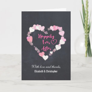 Glücklich bis ans Ende Pink Hearts Hochzeits-Danke Dankeskarte