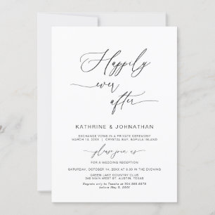 Glücklich bis ans Ende, schwarze Schrift, Flitterw Einladung