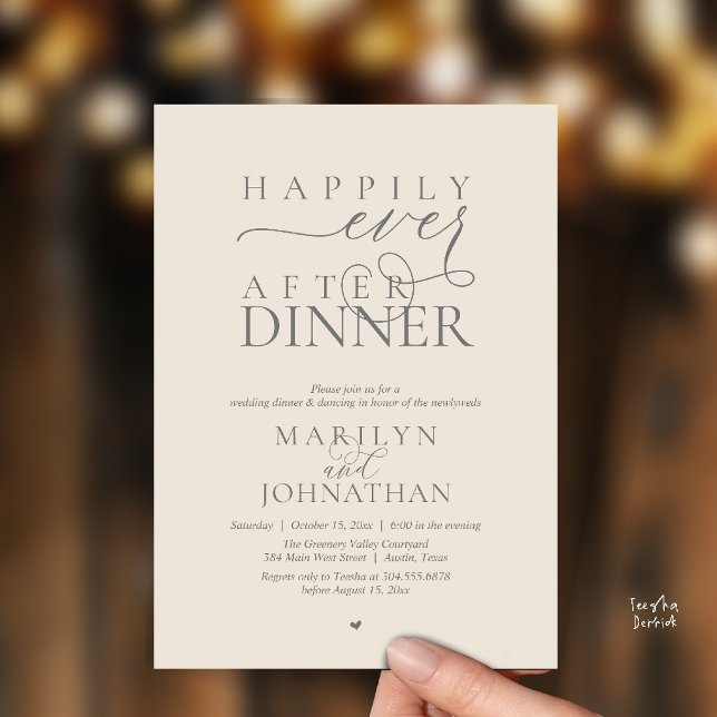 Glücklich bis ans Lebensende Abendessen Moderne Ho Einladung (Happily Ever After Dinner Modern Wedding Reception Invitation card in Cream Grey)