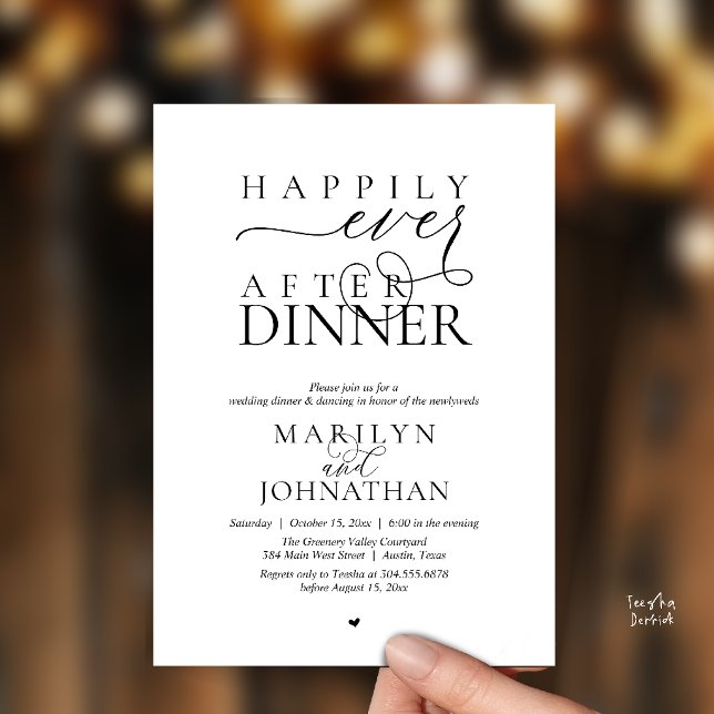 Glücklich bis ans Lebensende - Moderne Hochzeitsfe Einladung (Happily Ever After Dinner Modern Wedding Reception Invitation card in black and white)