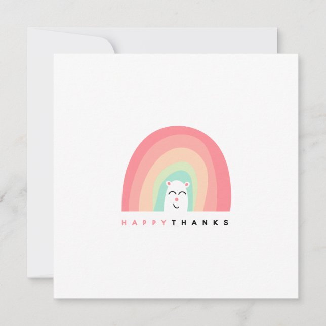 Glücklich dank Niedliches Rainbow Animal Personali Dankeskarte (Vorderseite)