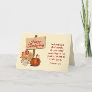 GLÜCKLICH, DANKEN, dass mein Gott Phil 4:19 versor Feiertagskarte