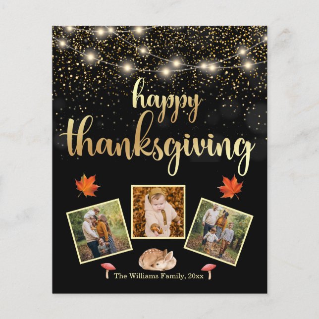 glücklich dankend schwarz golden 3 Fotos Collage Flyer (Vorne)