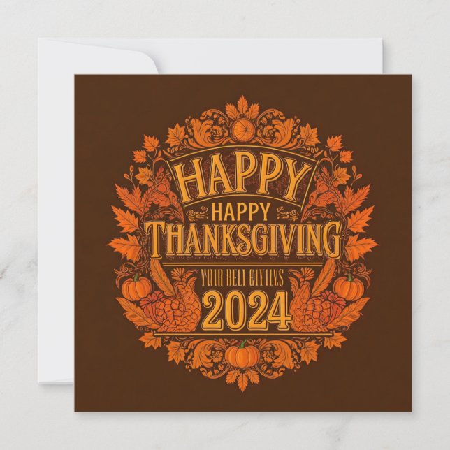 GLÜCKLICH DANKSGIVING 2024 FEIERTAGSKARTE (Vorderseite)