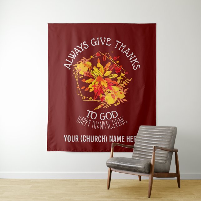 GLÜCKLICH DANKSGIVING Burgundy Floral Christlich Wandteppich (Beispiel)