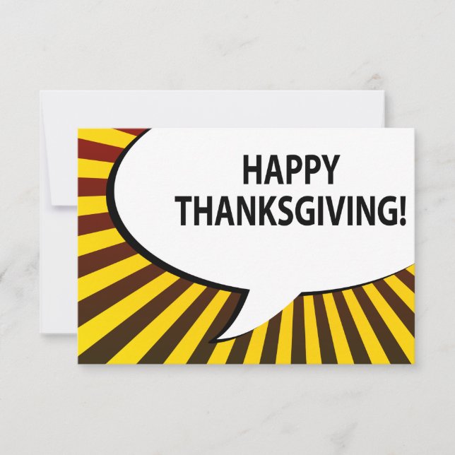 GLÜCKLICH DANKSGIVING! Comic-Blase Einladung (Vorderseite)