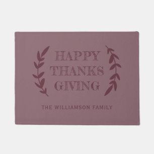 GLÜCKLICH DANKSGIVING Familienname Burgundy Fußmatte