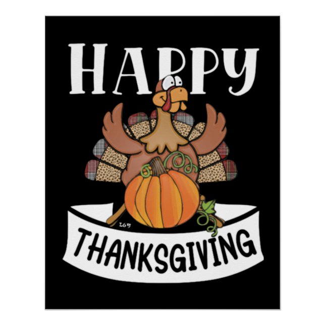GLÜCKLICH DANKSGIVING lustiger Erntedank Poster (Vorderseite)