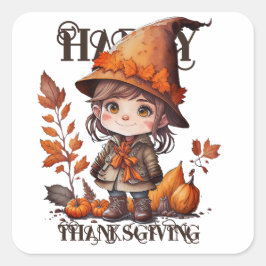 GLÜCKLICH DANKSGIVING! QUADRATISCHER AUFKLEBER