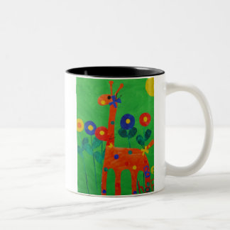 Glücklich die Giraffen-Kaffeetasse Zweifarbige Tasse