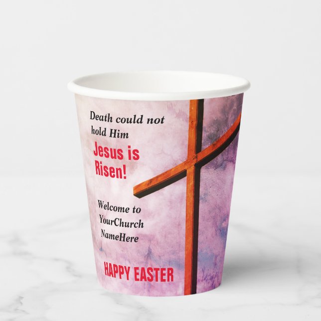 GLÜCKLICH EASTER | Jesus ist die Risen Kirche Pappbecher (Vorderseite)