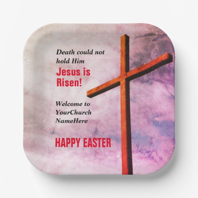 GLÜCKLICH EASTER | Jesus ist Risen CHURCH Pappteller (Vorderseite)