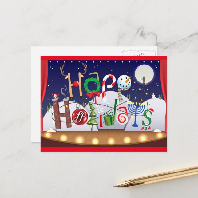 glücklich feiertagspostkarte ("Holiday magic in every letter a cheerful, cozy way to celebrate the season")