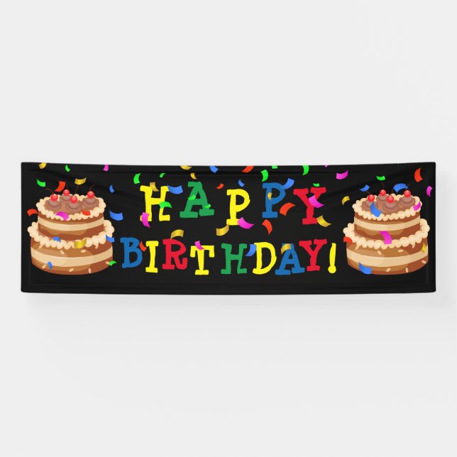 GLÜCKLICH GEBURTSTAG! Cake & Confetti Banner (Horizontal)