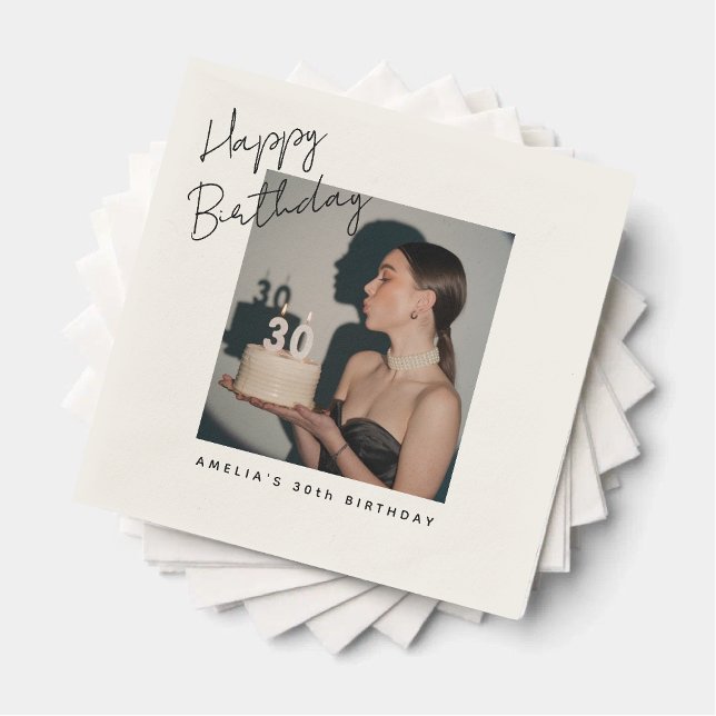 Glücklich Geburtstag Foto Personalisierter Geburts Serviette (Von Creator hochgeladen)