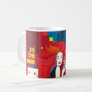 GLÜCKLICH GEBURTSTAG! Schöne Modefrau POP-ART Kaffeetasse